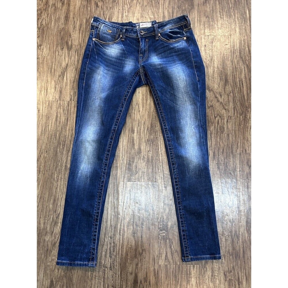 Akoo Brand Co Skinny Jeans Womens Blue Size 29 Faded Denim Casual